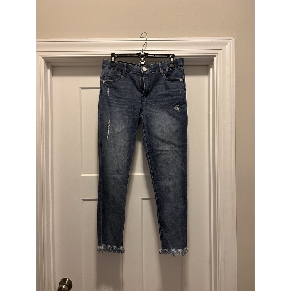 Democracy AB Technology Distressed Denim Dark Blue Jeans Women's Size 4 Slimming